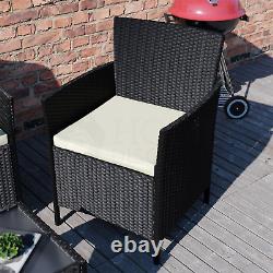 Rattan Garden Furniture Set 4 Piece Outdoor Sofa Table Chairs Patio Black