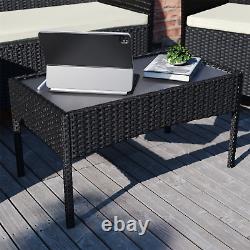 Rattan Garden Furniture Set 4 Piece Outdoor Sofa Table Chairs Patio Black