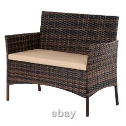 Rattan Garden Furniture Set 4 Piece Outdoor Sofa Table Chairs Patio Brown Wicker