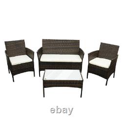 Rattan Garden Furniture Set 4 Piece Patio Table Chairs Sofa Outdoor Conservatory