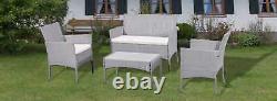 Rattan Garden Furniture Set 4 Piece Table Sofa Chair Outdoor Patio Furniture Set
