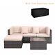 Rattan Garden Furniture Set 4-seater Combo Modular Sofa With Cover Patio Outdoor