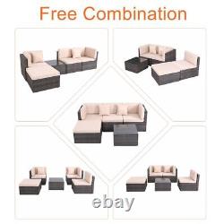 Rattan Garden Furniture Set 4-Seater Combo Modular Sofa with Cover Patio Outdoor