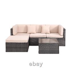 Rattan Garden Furniture Set 4-Seater Combo Modular Sofa with Cover Patio Outdoor