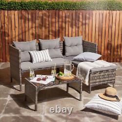 Rattan Garden Furniture Set 4 Seater Corner Sofa & Table Outdoor Patio Furniture