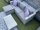 Rattan Garden Furniture Set 4 Seater Grey Cushions Included Corner Sofa Ottoman