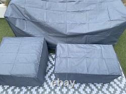 Rattan Garden Furniture Set 4 Seater Grey Cushions Included Corner Sofa Ottoman