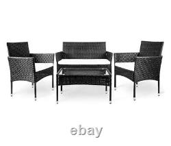 Rattan Garden Furniture Set 4 piece Outdoor Patio Wicker Table Sofa & Two Chairs