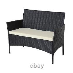 Rattan Garden Furniture Set 4 piece Outdoor Patio Wicker Table Sofa & Two Chairs