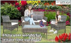 Rattan Garden Furniture Set 4Pcs 4 Piece Set Chairs Sofa Table Outdoor Patio NEW