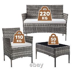 Rattan Garden Furniture Set 4Pcs 4 Piece Set Chairs Sofa Table Outdoor Patio NEW