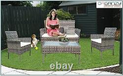 Rattan Garden Furniture Set 4Pcs 4 Piece Set Chairs Sofa Table Outdoor Patio NEW