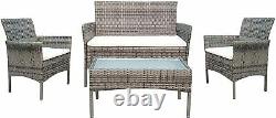 Rattan Garden Furniture Set 4Pcs 4 Piece Set Chairs Sofa Table Outdoor Patio NEW