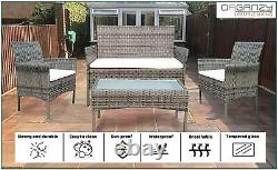 Rattan Garden Furniture Set 4Pcs 4 Piece Set Chairs Sofa Table Outdoor Patio NEW