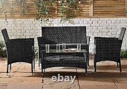 Rattan Garden Furniture Set 4pc 4 Piece Set Chairs Sofa Table Outdoor Patio NEW