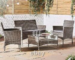 Rattan Garden Furniture Set 4pc 4 Piece Set Chairs Sofa Table Outdoor Patio Set