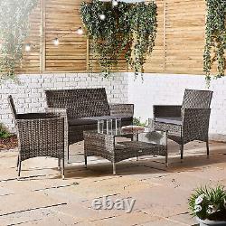 Rattan Garden Furniture Set 4pc 4 Piece Set Chairs Sofa Table Outdoor Patio Set