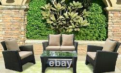 Rattan Garden Furniture Set 4pc Outdoor Table Chair Sofa Conservatory Patio Set