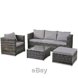 Rattan Garden Furniture Set 6 Pieces Patio Outdoor Sofa Set All weather (Grey)