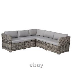 Rattan Garden Furniture Set 7 Seater Corner Sofa Set with Dining Table Cushions