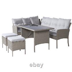 Rattan Garden Furniture Set 7 Seater Dining Table Outdoor Corner Sofa withCushions