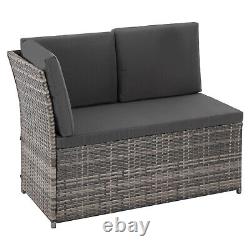 Rattan Garden Furniture Set 8 Seater Corner Sofa Glass Dining Table Dark Grey