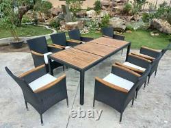 Rattan Garden Furniture Set 8 Seater Dining Table & Padded Chairs Outdoor Patio
