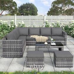 Rattan Garden Furniture Set 8 Seater Outdoor Patio Corner Sofa Table Lounge Set