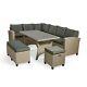 Rattan Garden Furniture Set, 9 Seater Outdoor Dining & Patio Sofa Set, Vonhaus