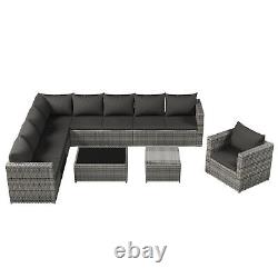 Rattan Garden Furniture Set 9 Seater Outdoor Patio Corner Sofa Table Lounge Set