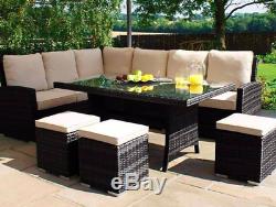 Rattan Garden Furniture Set 9 Seater Sofa Table Stool Patio Conservatory Corner