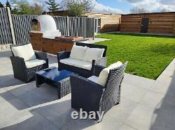 Rattan Garden Furniture Set BLACK or BROWN Outdoor Table Chair Sofa Patio