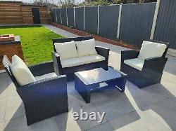 Rattan Garden Furniture Set BLACK or BROWN Outdoor Table Chair Sofa Patio