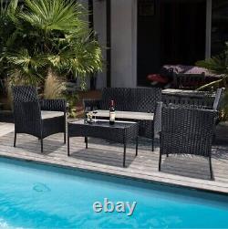 Rattan Garden Furniture Set, Bigzzia 4 Piece Patio Rattan Furniture Sofa Weaving