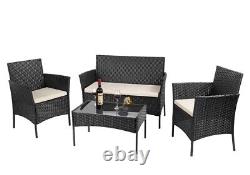 Rattan Garden Furniture Set, Bigzzia 4 Piece Patio Rattan Furniture Sofa Weaving