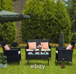 Rattan Garden Furniture Set, Bigzzia 4 Piece Patio Rattan Furniture Sofa Weaving