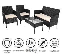 Rattan Garden Furniture Set, Bigzzia 4 Piece Patio Rattan Furniture Sofa Weaving