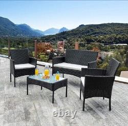 Rattan Garden Furniture Set, Bigzzia 4 Piece Patio Rattan Furniture Sofa Weaving