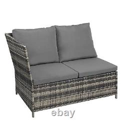 Rattan Garden Furniture Set Corner Lounge Outdoor Sofa Chair Stools Patio Grey