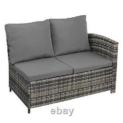 Rattan Garden Furniture Set Corner Lounge Outdoor Sofa Chair Stools Patio Grey