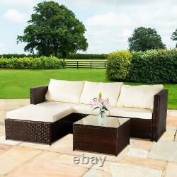 Rattan Garden Furniture Set Corner Lounge Sofa Table Outdoor Dining Bench Brown