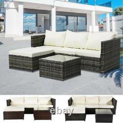 Rattan Garden Furniture Set Corner Sofa Glass Table Outdoor Comfort 4 Seater Uk