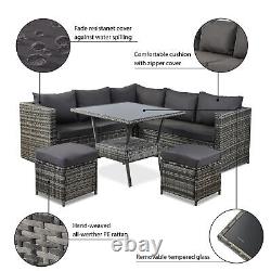 Rattan Garden Furniture Set Corner Sofa Lounge 7 Seater Patio Dining Set Cushion