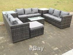Rattan Garden Furniture Set Corner Sofa Table 10 Seater Outdoor Conservatory