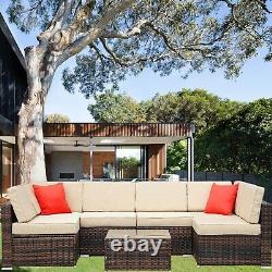 Rattan Garden Furniture Set Corner Sofa Table Chairs 6 Seater Outdoor Furniture