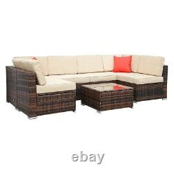 Rattan Garden Furniture Set Corner Sofa Table Chairs 6 Seater Outdoor Furniture