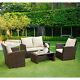Rattan Garden Furniture Set Cream/brown Indoor And Outdoor 4 Piece