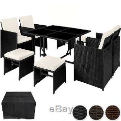Rattan Garden Furniture Set Cube Wicker 8 Seater Table Cushions Dining Set
