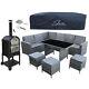 Rattan Garden Furniture Set Grey Sofa Table Stools Patio Dining Free Pizza Oven