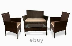 Rattan Garden Furniture Set Outdoor Patio 4 Seater Chairs Sofa and Table Lounge